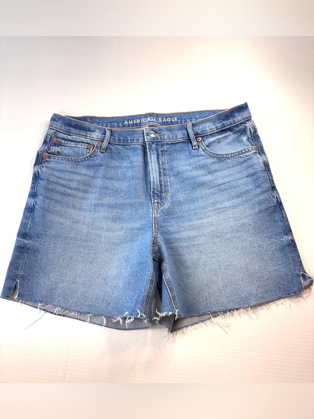 American Eagle Relaxed Short Strigid Denim Shorts Stretch Women’s size 10.